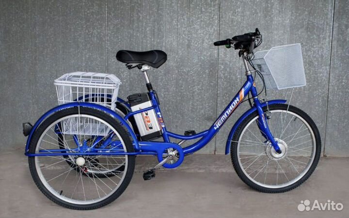 Электровелосипед трехколесный Чемпион Рвз (Синий)