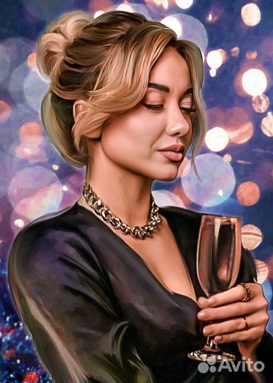 Портрет по фото на холсте в подарок Москва