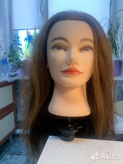 Болванка для причесок натуральные волосы 60см
