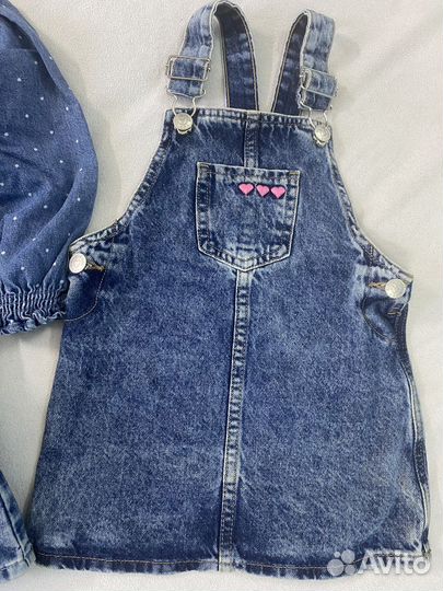 Платье сарафан юбка джинсовая на девочку 98