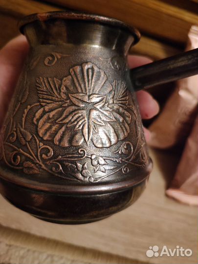 Турка медная 375 мл + кофе турецкий две пачки