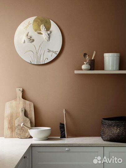 Круглая картина панно с птицами