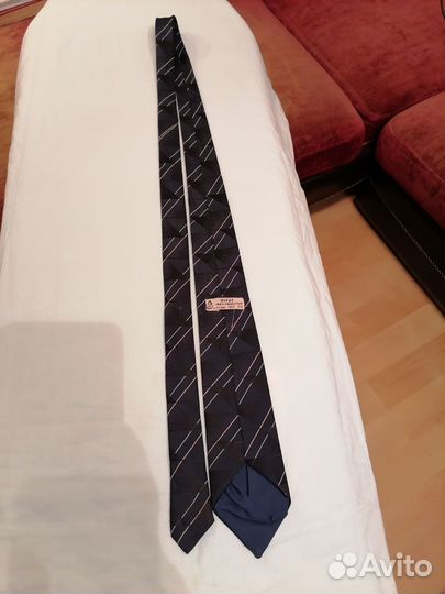 Галстук чёрный с белыми полосками польский