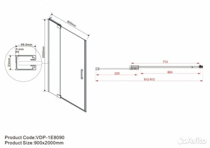 Душевая дверь Vincea Extra VDP-1E8090clgm 80-90