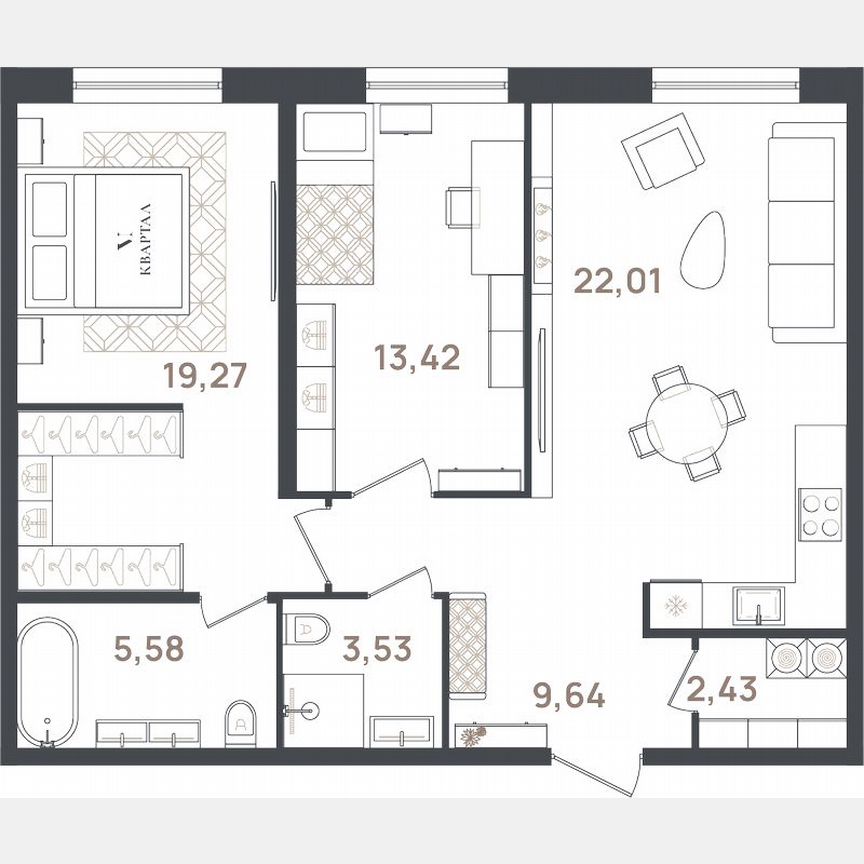 2-к. квартира, 75,9 м², 1/3 эт.