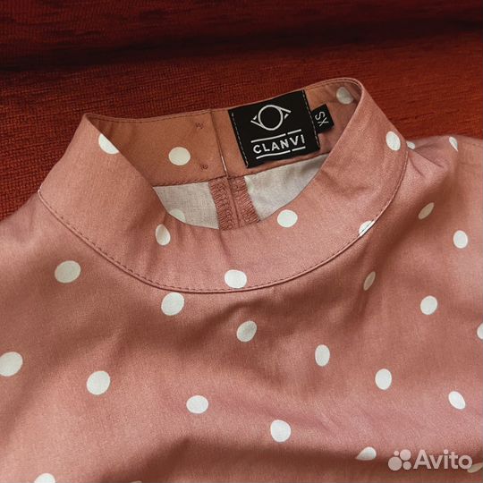 Платье Clanvi 6 розовое с рюшками в горошек XS