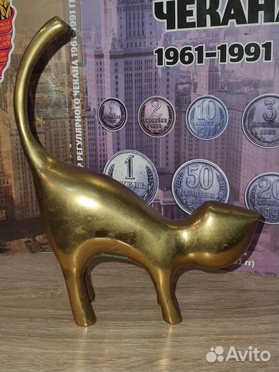 N2. Статуэтка Кот держатель для колец. Латунь стар