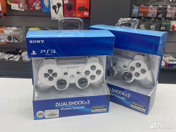 Джойстик PS3 белый серебро беспроводной