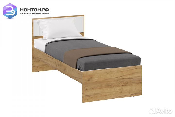 Кровать Милан 0.9 м дуб золотой / белый матовый