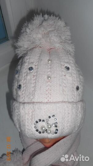 Комплект шапка + шарф на девочку