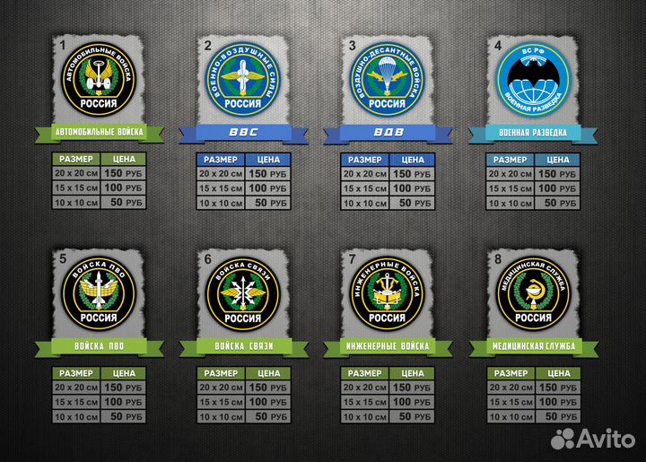 Наклейки Военных Ведомств (Погранвойска, вдв, вмф)