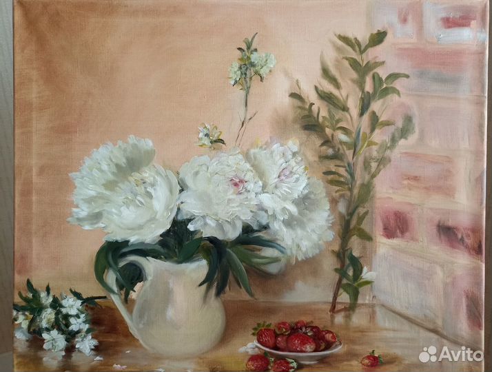 Картина маслом Пионы