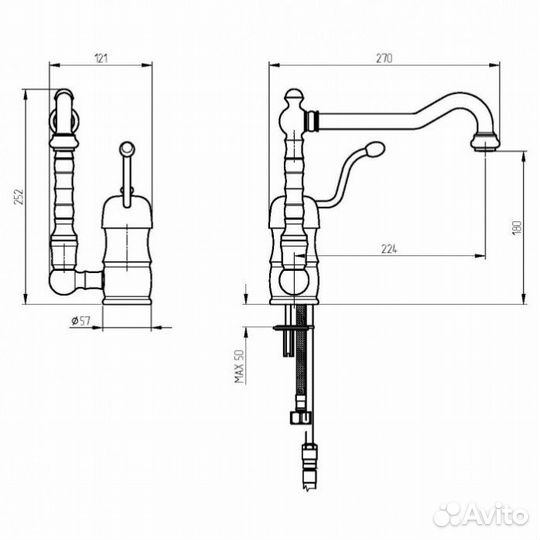 Смеситель для кухни Migliore Queen Nostalgia 18249 хром