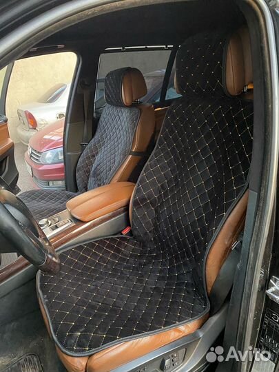 Накидки на сиденья велюр черно-золотистый