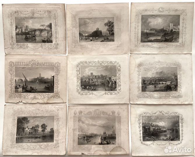 Темза река. Роскошные Старинные гравюры 1837г