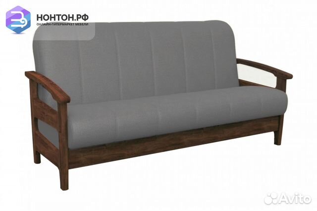 Диван книжка Омега серый / орех