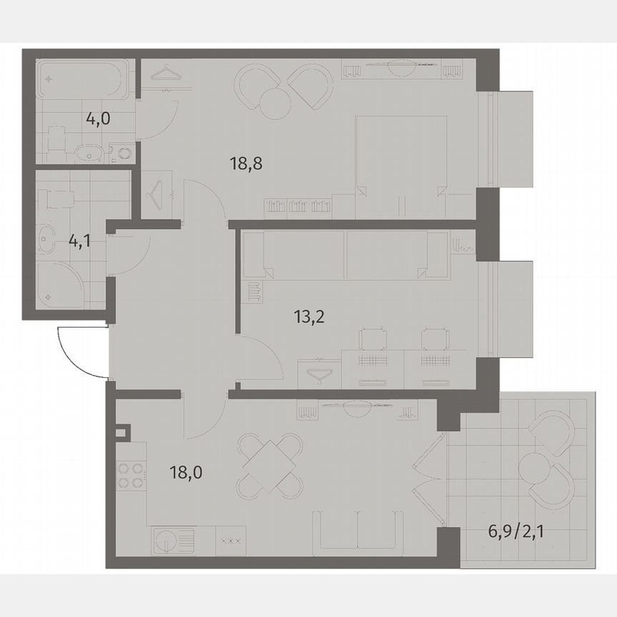 2-к. квартира, 67 м², 1/8 эт.