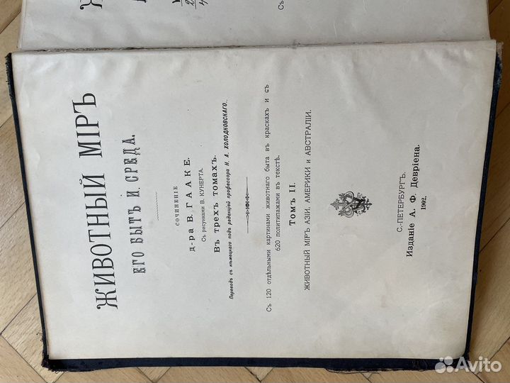 Старинная книга. Животный мир. 1902г