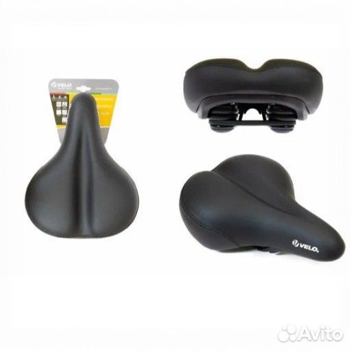 Седло velo комфорт 272x213 мм, гелевое, эластомерное, серо-черное (15)