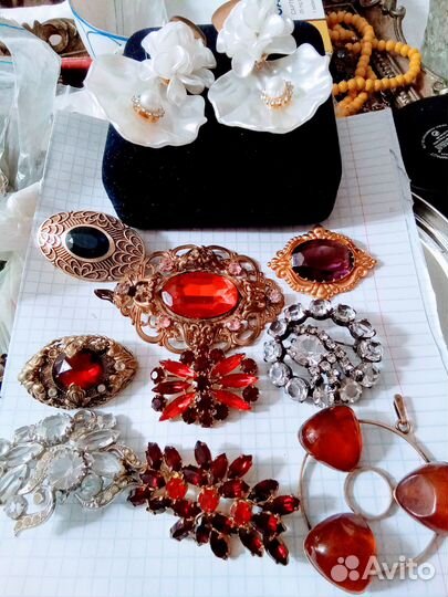 Винтажные украшения броши кулон Янтарь серебро 875