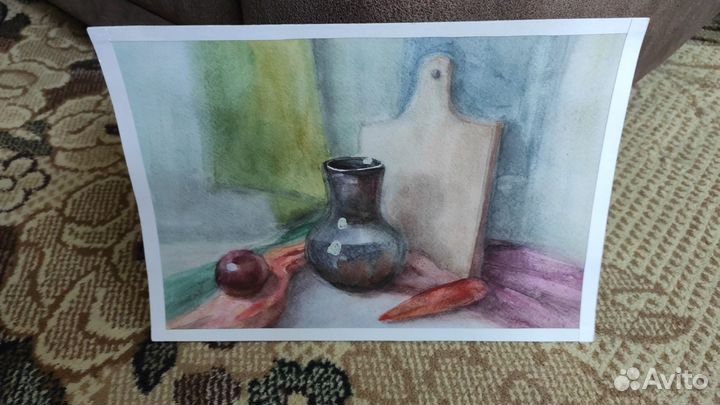 Рисунок акварель - кухонный стол