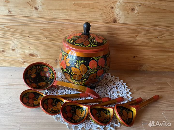 Деревянная посуда хохломская роспись