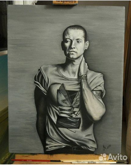 Картина маслом, портрет Честера Беннингтона