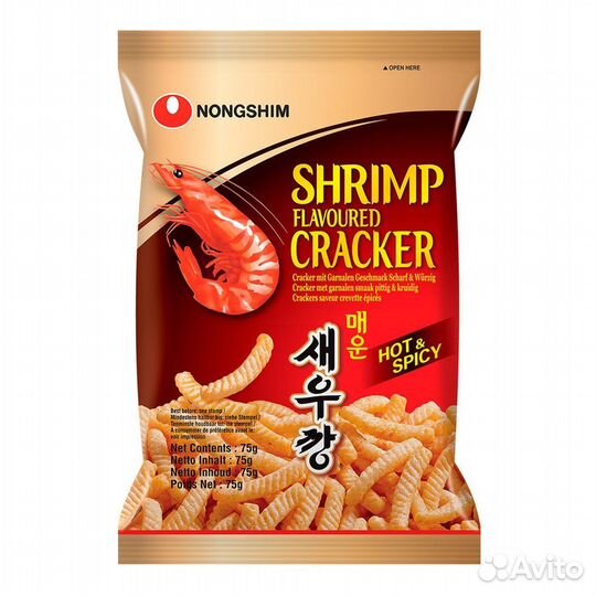 Чипсы креветочные острые Nongshim Корея, 75г