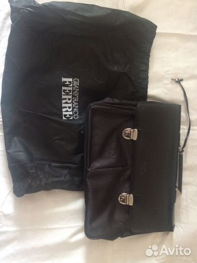 Мужской кожаный портфель черный италия 