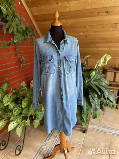 Джинсовое платье рубашка h&m