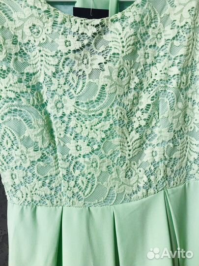 Платье в пол мятное