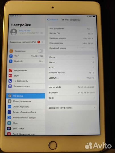 iPad mini 4 16gb ростест