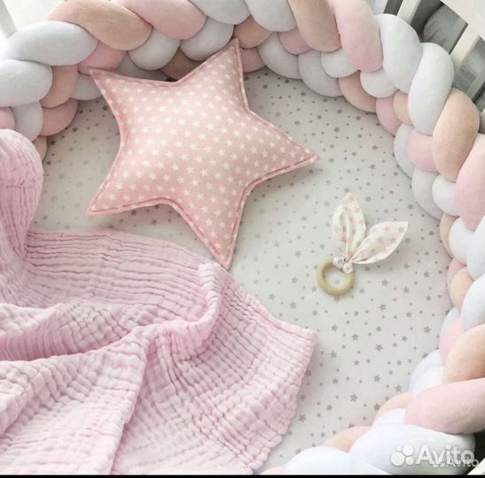 Бортики в кроватку косичка