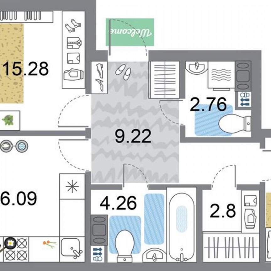 2-к. квартира, 68,1 м², 4/12 эт.