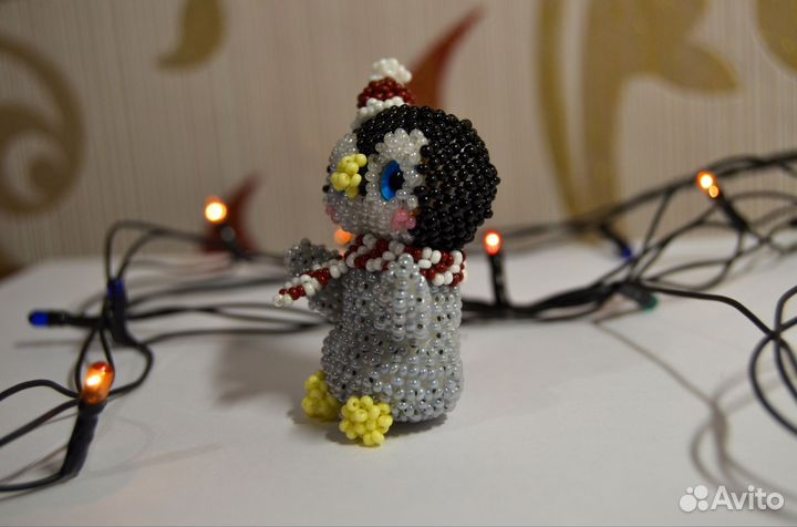 Амигуруми из бисера новогодний пингвин