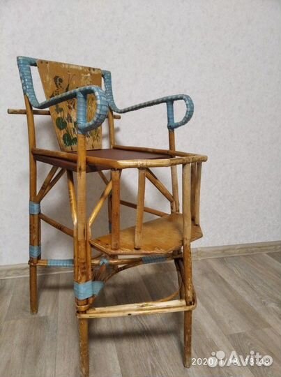 Стульчик для кормления из лозы, крафт, винтаж