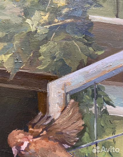 Картина маслом на холсте рыжий кот