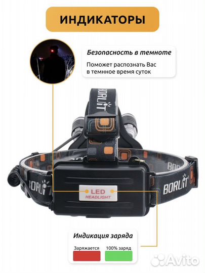 Фонарь налобный новый