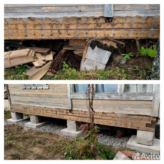 Подъем домов замена фундамента