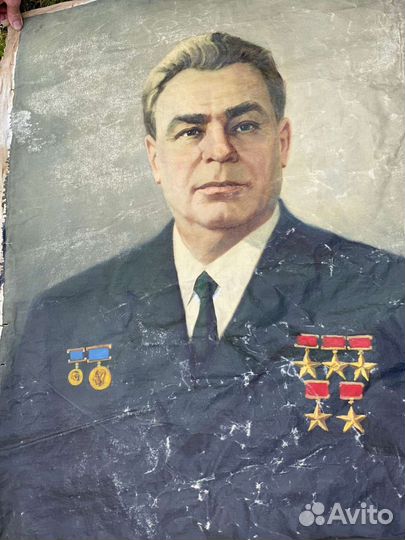Портрет Л.И.Брежнева холст масло СССР