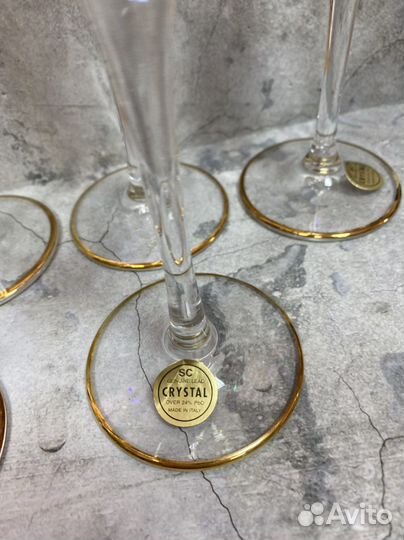 Бокалы фужеры для шампанского Италия хрусталь