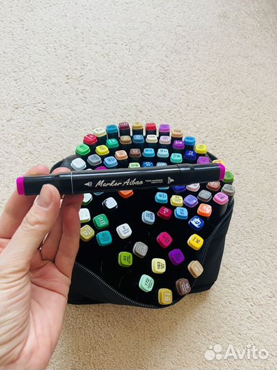 Маркеры для скетчинга двусторонние 80 штук