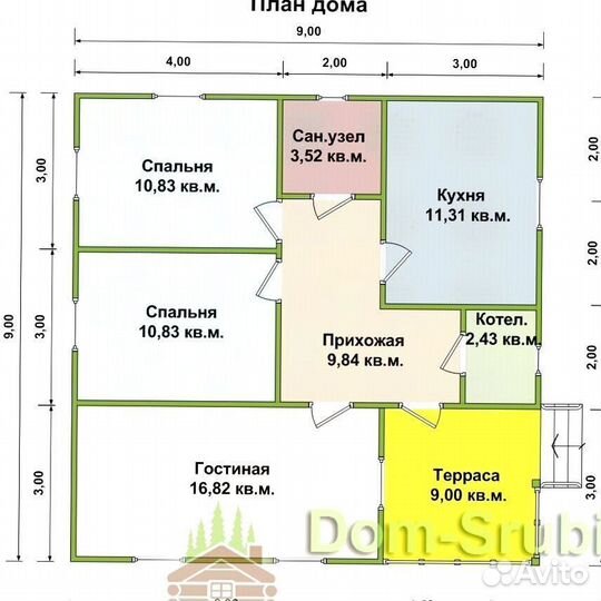 Гаврилов Ям. Дом из бруса Д-1 (9х9). Строим в Срок