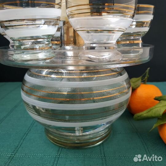 Графин с помпой штоф настольный бар ГДР стопки