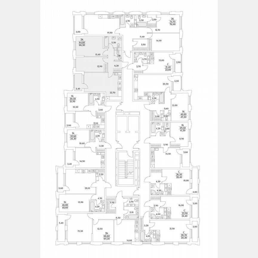2-к. квартира, 66,5 м², 9/13 эт.