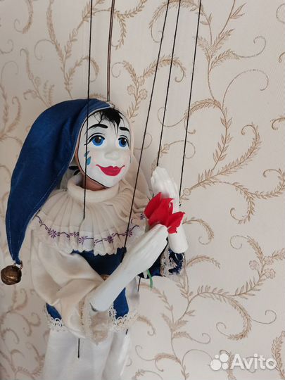 Кукла коллекционная клоун - арлекин марионетка