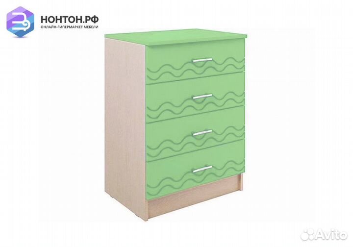 Комод Юниор-2 салатовый / дуб беленый