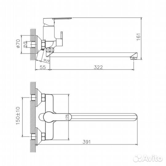 Смеситель для ванны Haiba HB22557-8, белый