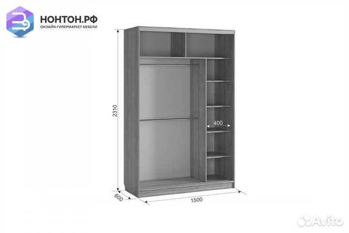 Шкаф-купе Гранд 4-600 птицы венге