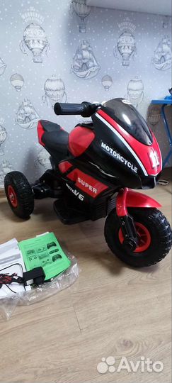 Детский электро мотоцикл 3х крлесный